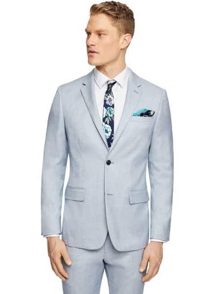 Tarocash Ash Linen Check Suit Jacket Sky 34