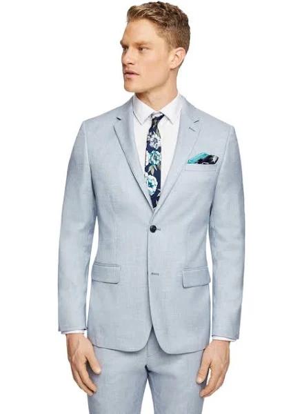 Tarocash Ash Linen Check Suit Jacket Sky 46