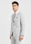 Tarocash AXL Skinny Check Suit Jacket Silver 36