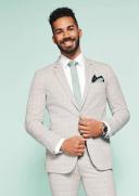 Tarocash AXL Skinny Check Suit Jacket Silver 40
