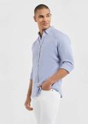 Tarocash Billy Pure Linen Shirt Light Blue XS