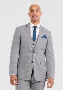 Tarocash Duval Slim Check Suit Jacket Mid Grey 40