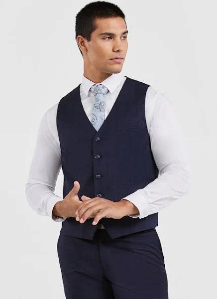 Tarocash Idaho Check Waistcoat Navy XXL