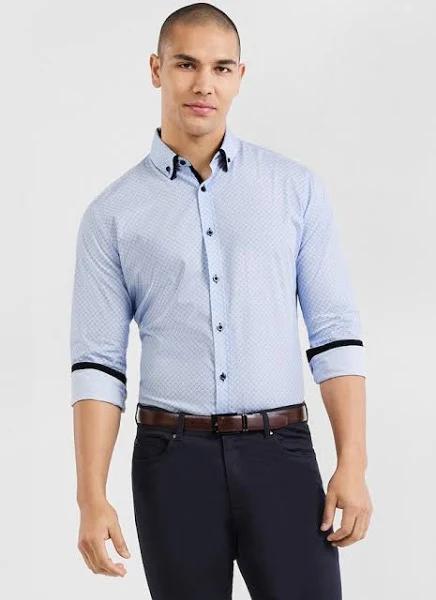 Tarocash Kelman Geo Print Shirt Light Blue XXL