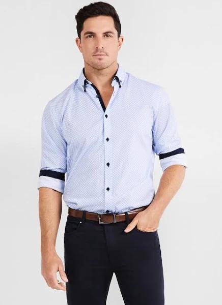 Tarocash Kelman Geo Print Shirt Sky XL