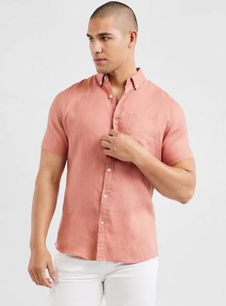 Tarocash Robbie Pure Linen Shirt Coral L