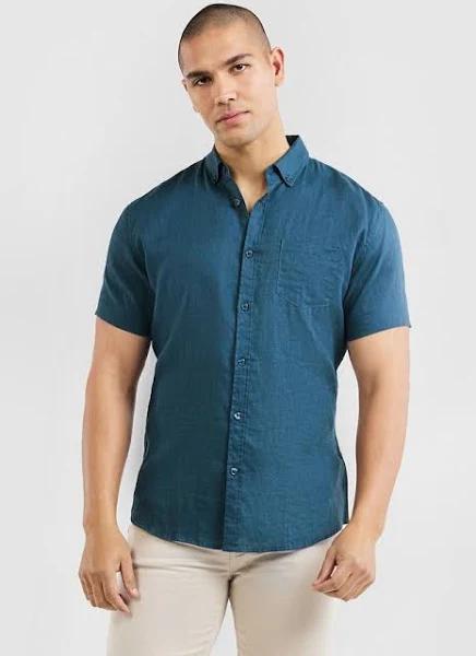 Tarocash Robbie Pure Linen Shirt Mid Blue S