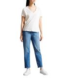 Ted Baker Women's V Neck Cotton and Linen T-Shirt in White, Laliita