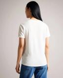 Ted Baker Women's V Neck Cotton and Linen T-Shirt in White, Laliita