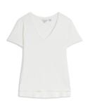 Ted Baker Women's V Neck Cotton and Linen T-Shirt in White, Laliita