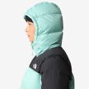 The North Face Diablo Down Hooded Jacket Green Turquoise Black Women - L