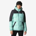The North Face Diablo Down Hooded Jacket Green Turquoise Black Women - L