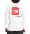 The North Face Long-Sleeve Box NSE Mens Tee - TNF White/TNF Red - XXL