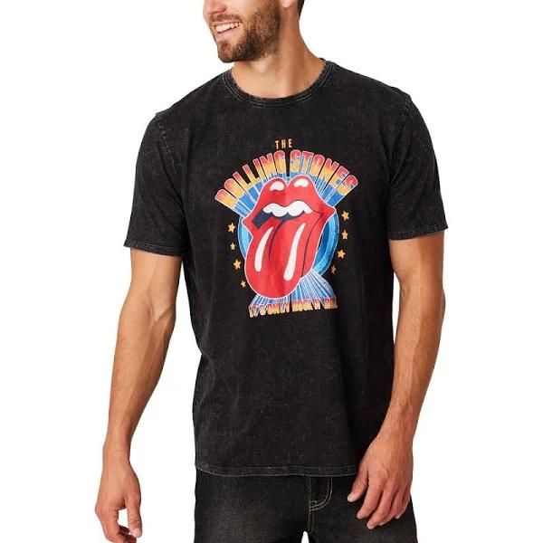 The Rolling Stones Men's Washed Print Tee - Black - Size 3XL
