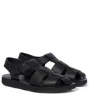 The Row Black Leather Fisherman Sandals