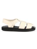 The Row Black Leather Fisherman Sandals