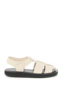The Row off-white Leather Fisherman Flat Sandals