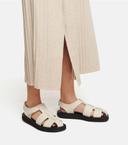 The Row off-white Leather Fisherman Flat Sandals