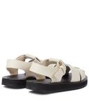 The Row off-white Leather Fisherman Flat Sandals