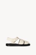 The Row off-white Leather Fisherman Flat Sandals