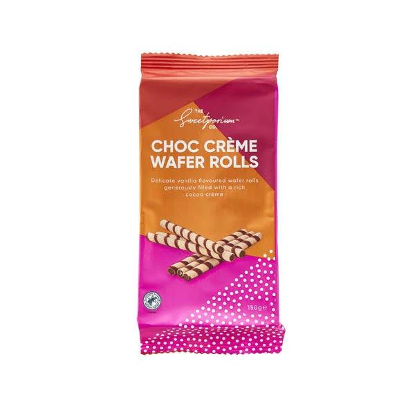 The Sweetporium Co Chocolate Cream Filled Biscuit Wafer Rolls 150g