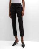 Theory Treeca 2 Cropped Wool-Blend Slim-leg Pants - Women - Black Pants - XXXS