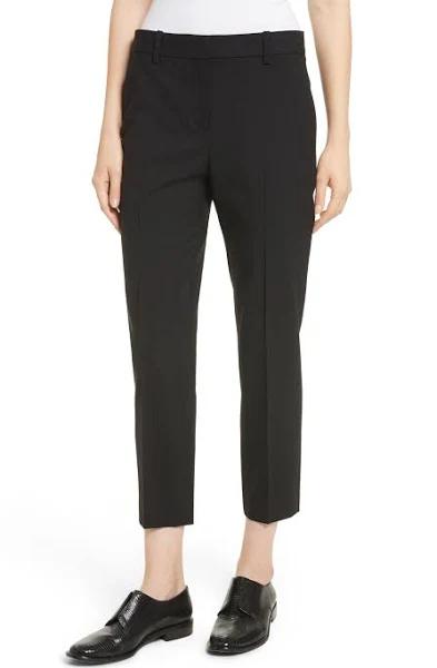 Theory Treeca 2 Cropped Wool-Blend Slim-leg Pants - Women - Black Pants - XXXS