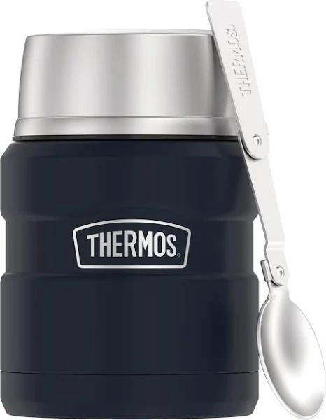 Thermos Stainless King Vacuum-Insulated Food Jar with Spoon, 16 Ounce, Midnight Blue
