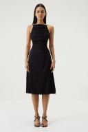 Third Form Black Drawn Out Midi Dress