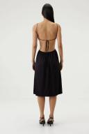 Third Form Black Drawn Out Midi Dress