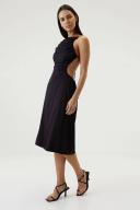 Third Form Black Drawn Out Midi Dress