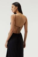 Third Form Black Drawn Out Midi Dress