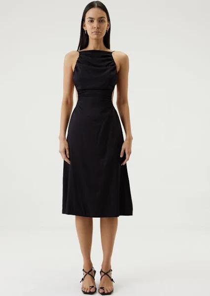 Third Form Black Drawn Out Midi Dress