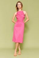 Third Form Drawn Out Midi Dress in Lipstick Pink 12