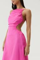 Third Form Drawn Out Midi Dress in Lipstick Pink 12
