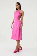 Third Form Drawn Out Midi Dress in Lipstick Pink 6