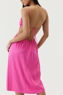 Third Form Drawn Out Midi Dress in Lipstick Pink 6