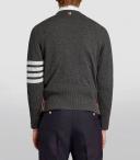 Thom Browne Arm Stripe Cashmere Crew Knit Medium Grey - Men's