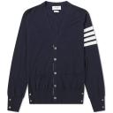 Thom Browne Men, 4-Bar wool cardigan, Blue, M, Knitwear, Wool