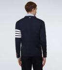 Thom Browne Men, 4-Bar wool cardigan, Blue, M, Knitwear, Wool