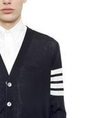 Thom Browne Men, 4-Bar wool cardigan, Blue, XL, Knitwear, Wool