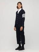 Thom Browne Men, 4-Bar wool cardigan, Blue, XL, Knitwear, Wool