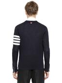 Thom Browne Men, 4-Bar wool cardigan, Blue, XL, Knitwear, Wool