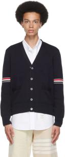 Thom Browne Navy Cotton Cardigan