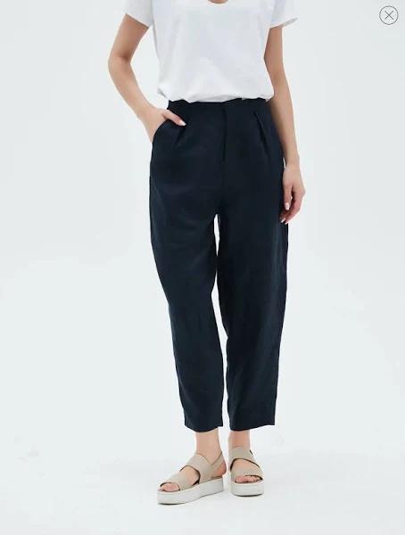 Tirelli Tailored Linen Capri Pants - Various Colours Navy / Small