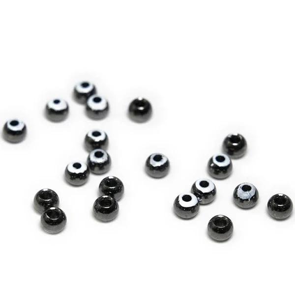 Togens Brass Beads, 2.0mm - 5/64 / Black Nickel White Tip Fly Tying Beads