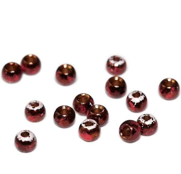Togens Brass Magic Beads, 2.8mm - 7/64 / Red Spot Brown Magic White Tip Fly Tying Beads