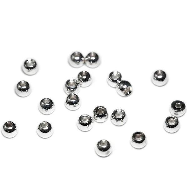 Togens Brass Premium Beads, 2.4mm - 3/32 / Silver Fly Tying Beads