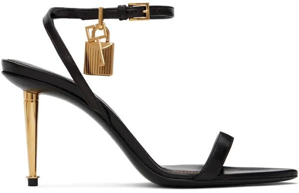 Tom Ford Black Padlock Pointy Naked 85mm Heeled Sandals
