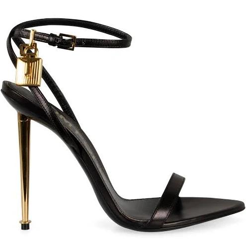 Tom Ford Black Padlock Pointy Naked Sandals
